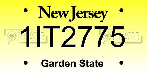 1IT2775 New Jersey License Plate