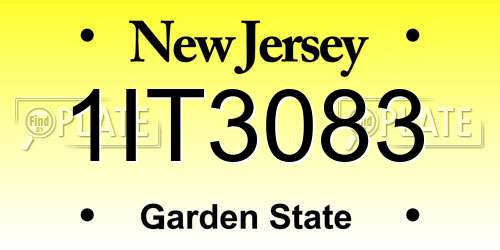 1IT3083 New Jersey License Plate