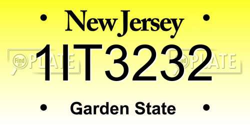 1IT3232 New Jersey License Plate