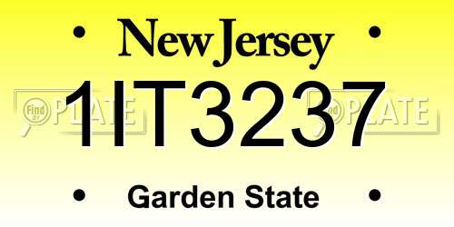 1IT3237 New Jersey License Plate
