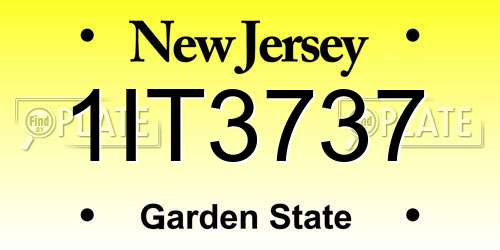 1IT3737 New Jersey License Plate
