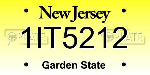 1IT5212 New Jersey License Plate