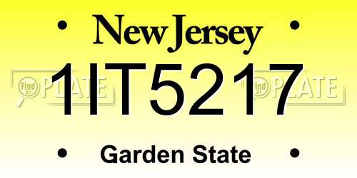 1IT5217 New Jersey License Plate