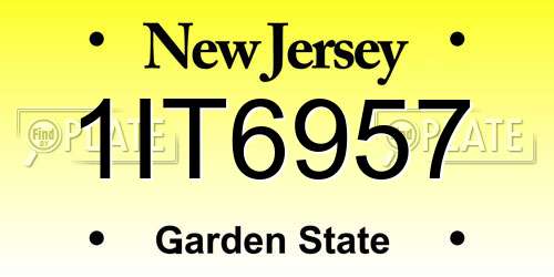 1IT6957 New Jersey License Plate