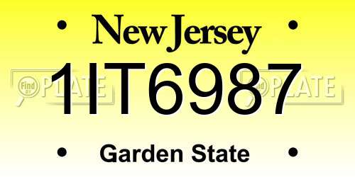 1IT6987 New Jersey License Plate