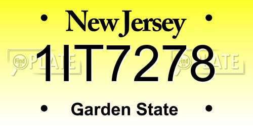 1IT7278 New Jersey License Plate