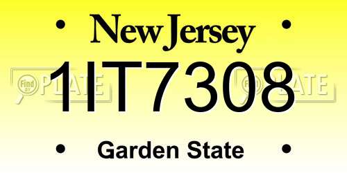 1IT7308 New Jersey License Plate