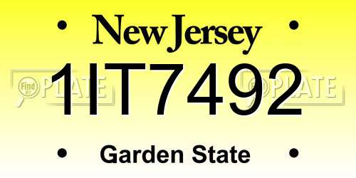 1IT7492 New Jersey License Plate