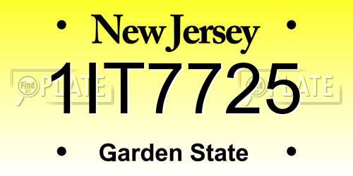 1IT7725 New Jersey License Plate