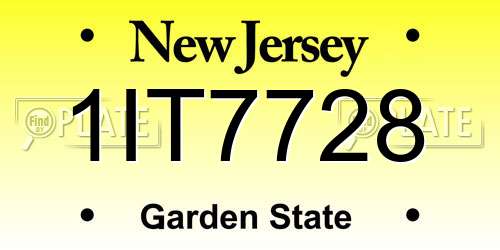 1IT7728 New Jersey License Plate