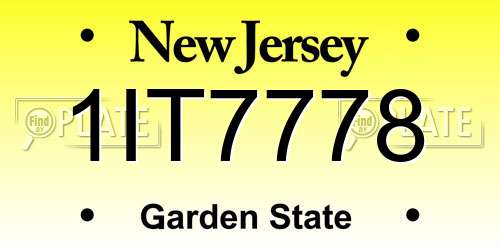 1IT7778 New Jersey License Plate