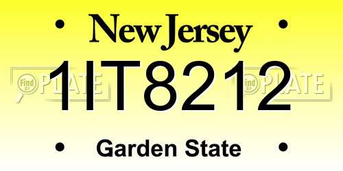 1IT8212 New Jersey License Plate