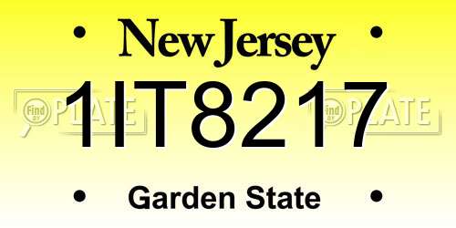 1IT8217 New Jersey License Plate