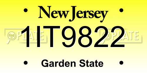 1IT9822 New Jersey License Plate