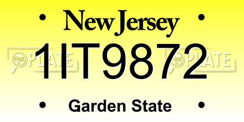 1IT9872 New Jersey License Plate