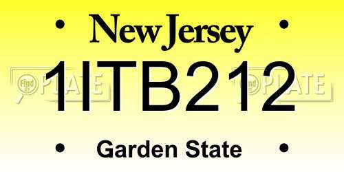 1ITB212 New Jersey License Plate