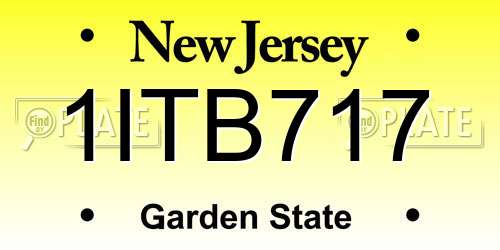 1ITB717 New Jersey License Plate