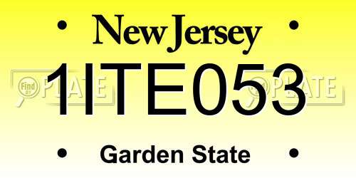 1ITE053 New Jersey License Plate