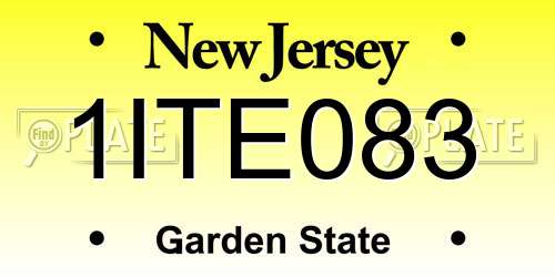 1ITE083 New Jersey License Plate