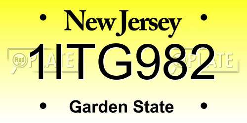 1ITG982 New Jersey License Plate