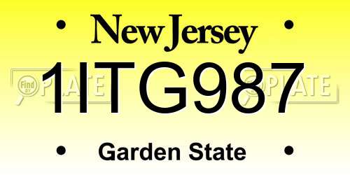 1ITG987 New Jersey License Plate