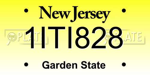 1ITI828 New Jersey License Plate