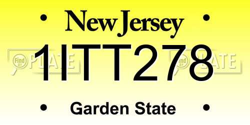 1ITT278 New Jersey License Plate