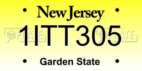 1ITT305 New Jersey License Plate