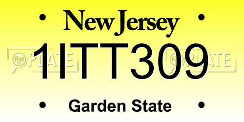 1ITT309 New Jersey License Plate