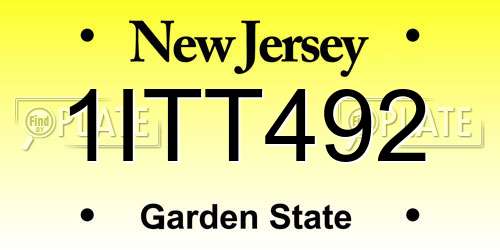 1ITT492 New Jersey License Plate