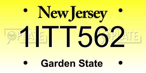 1ITT562 New Jersey License Plate