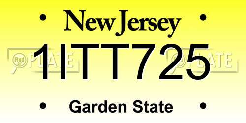 1ITT725 New Jersey License Plate