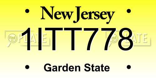 1ITT778 New Jersey License Plate