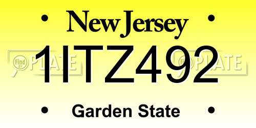 1ITZ492 New Jersey License Plate