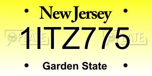 1ITZ775 New Jersey License Plate