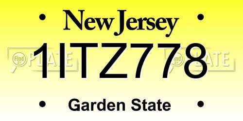 1ITZ778 New Jersey License Plate