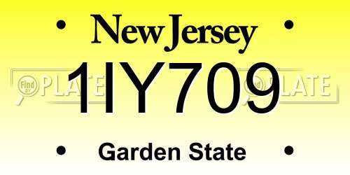 1IY709 New Jersey License Plate