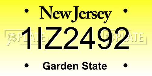 1IZ2492 New Jersey License Plate