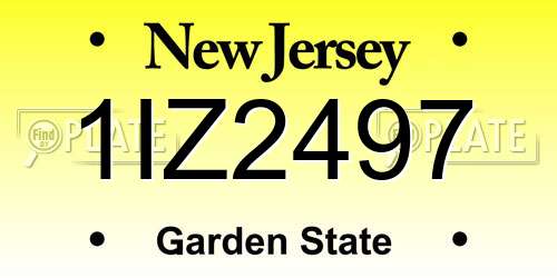 1IZ2497 New Jersey License Plate