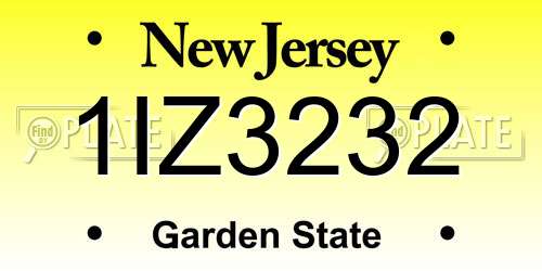 1IZ3232 New Jersey License Plate