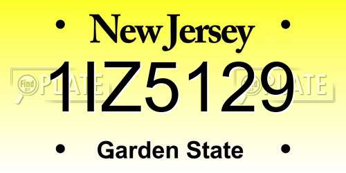 1IZ5129 New Jersey License Plate