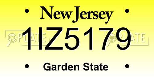 1IZ5179 New Jersey License Plate
