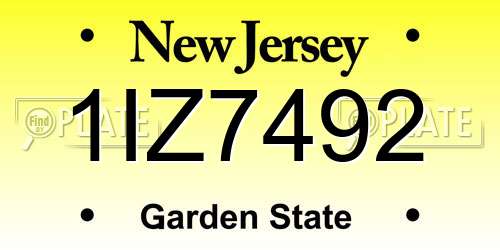 1IZ7492 New Jersey License Plate