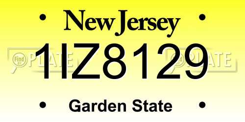 1IZ8129 New Jersey License Plate
