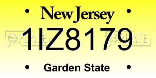 1IZ8179 New Jersey License Plate