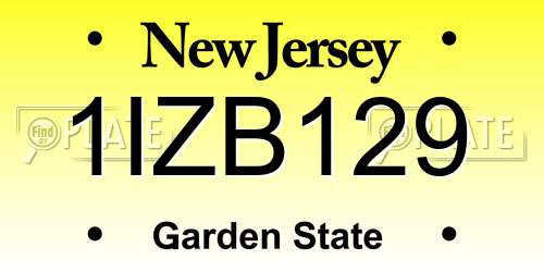 1IZB129 New Jersey License Plate