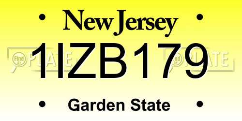 1IZB179 New Jersey License Plate