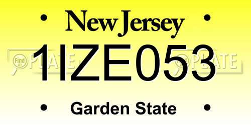 1IZE053 New Jersey License Plate