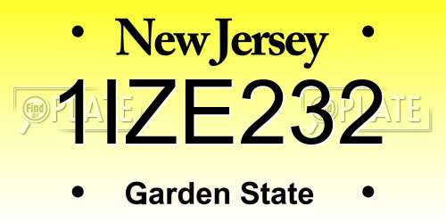 1IZE232 New Jersey License Plate