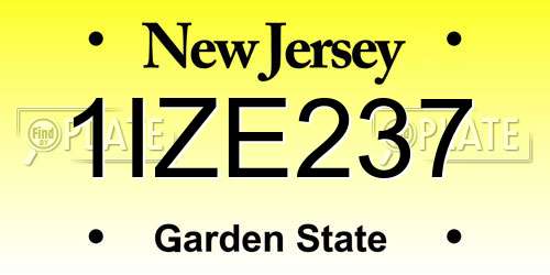 1IZE237 New Jersey License Plate
